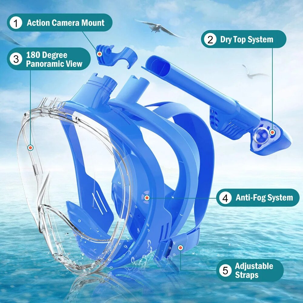 Underwater Snorkeling Full Fac - مراجعة Freediving Mask Set وسعره
