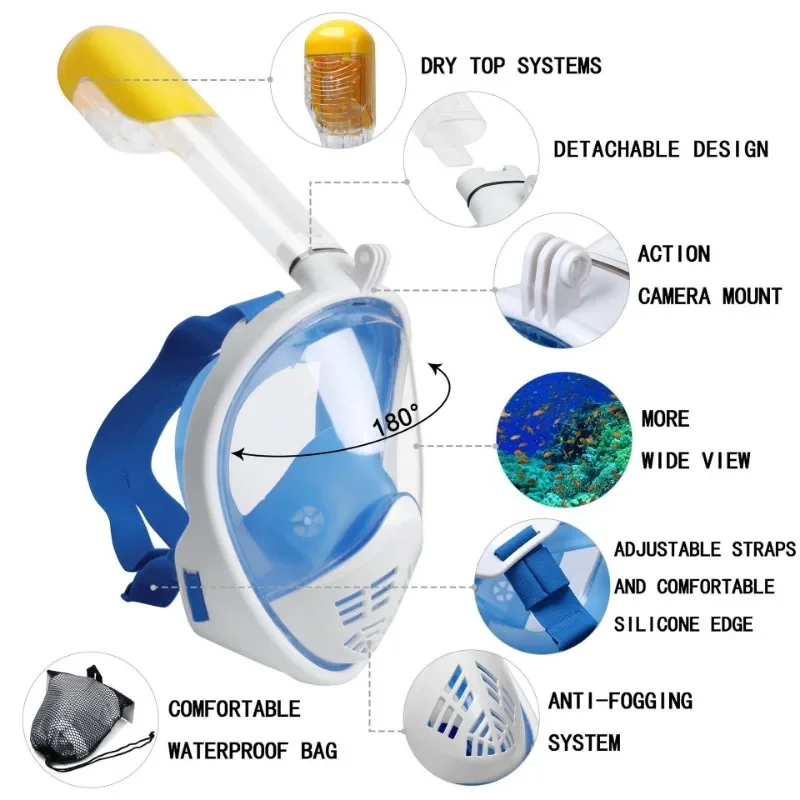 Full Face Diving Mask Underwat - مراجعة Freediving Mask Set وسعره